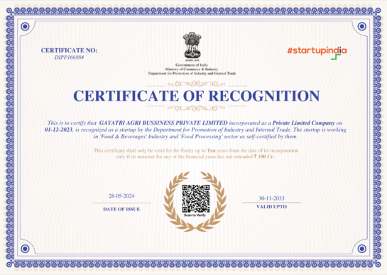 Gayatri agri bussiness pvt ltd dpiit certificate-1